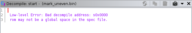 The decompiler shows an error