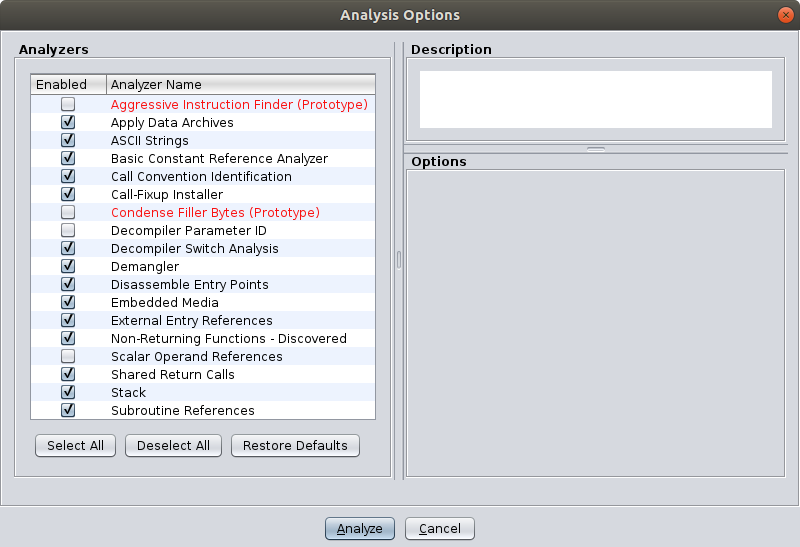 Analysis window